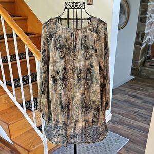 👚Liz Claiborne Women's Green And Gold Tunic